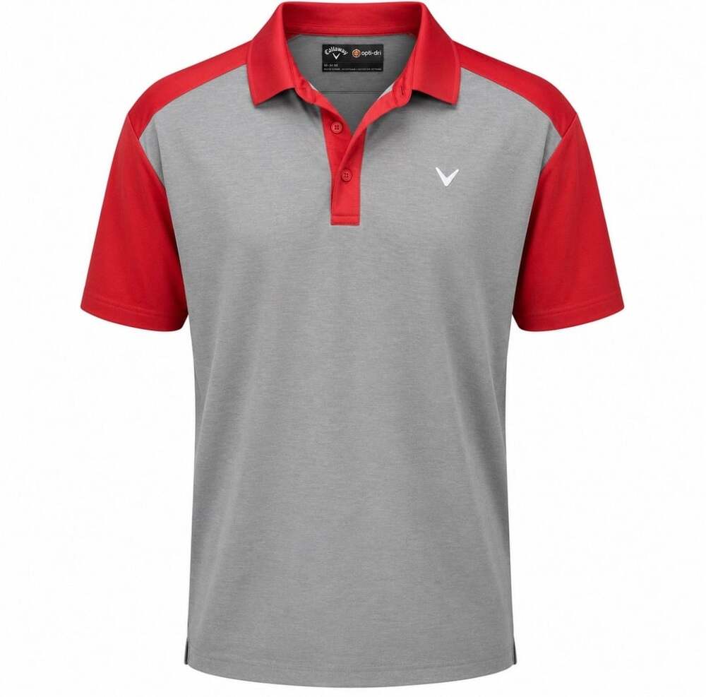 Callaway Opti-Dri Men's Gray and  Coral Orange Short Sleeve Golf Polo Shirt M